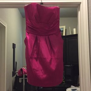 Flirty pink bridesmaid dress.